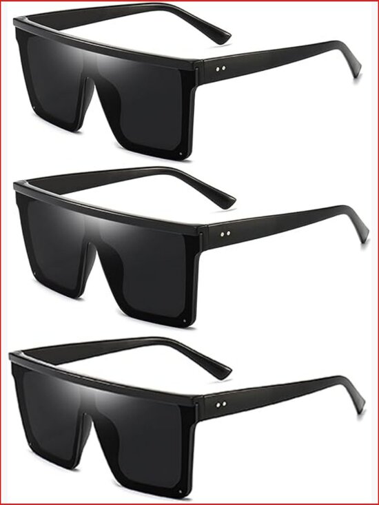 Oversized Square Flat Top Sunglasses UV400 Protection